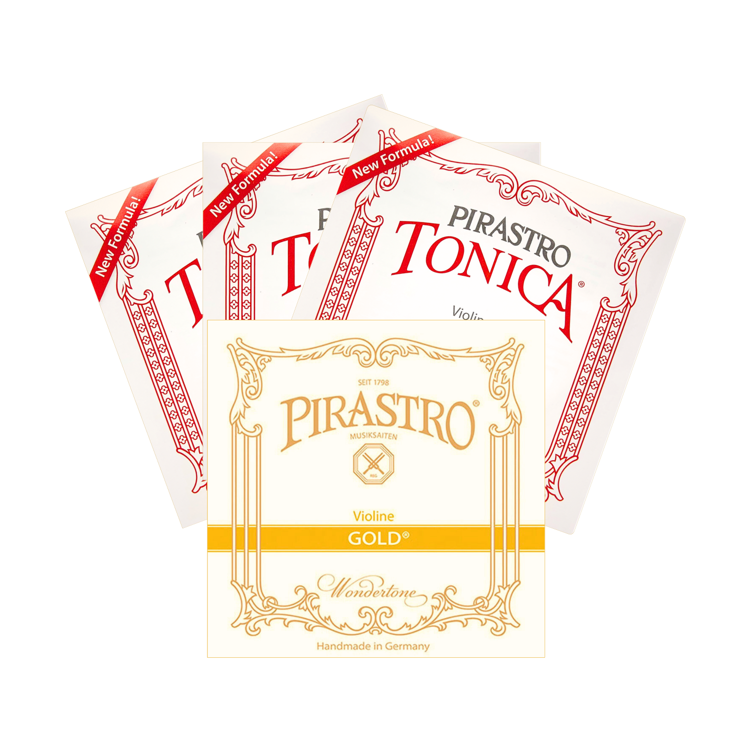 Pirastro Tonica Violin Strings Set with Gold Wondertone E